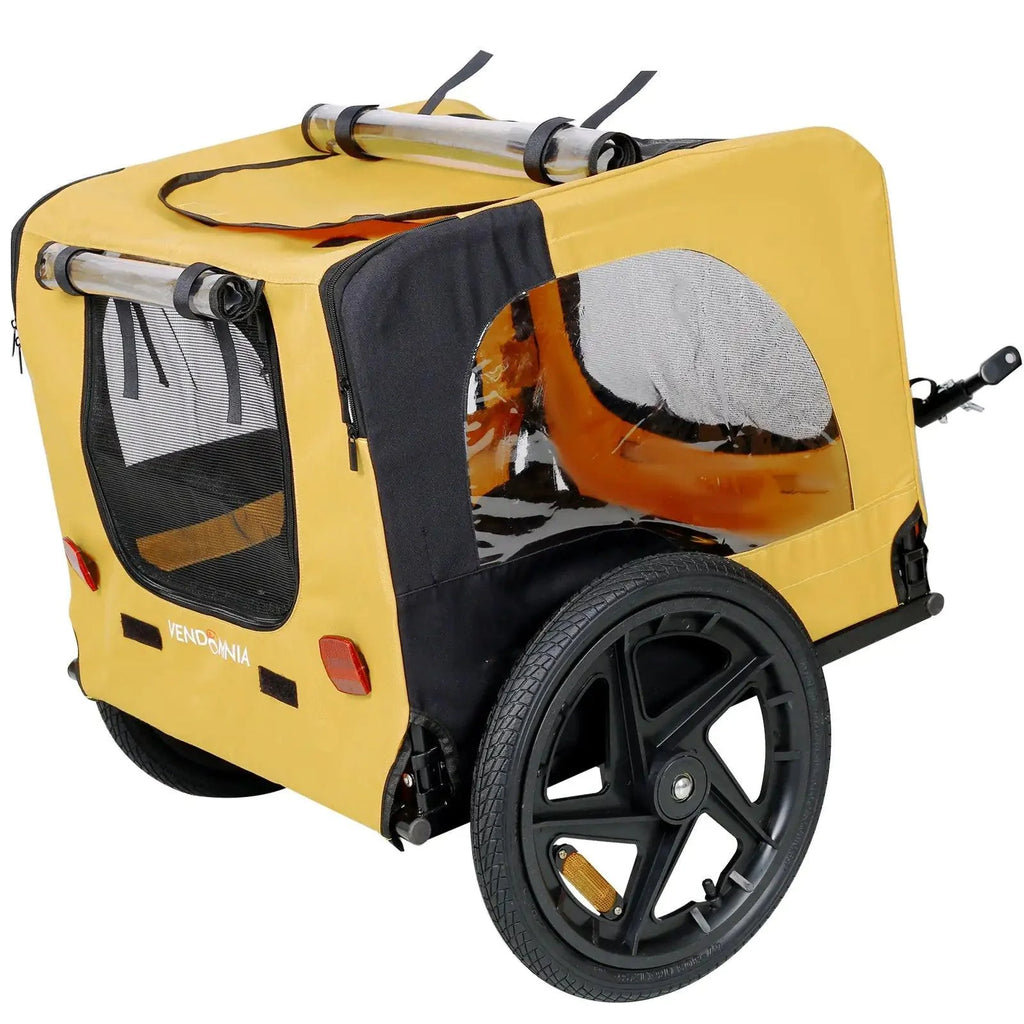 Heavy-Duty Yellow Pet Stroller with Bike Hitch